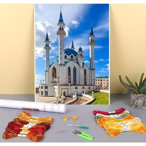 Region Islam Printed Fabric 11CT Cross-Stitch Embroidery Full Kit DMC Threads Handmade Painting Knitting Sewing Gift Needle