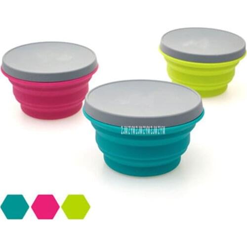 Portable Silicone Folding Bowl Folding Cup Rinse Cup Outdoor Picnic Tableware Box Bubble Bowl High temperature odorless Green