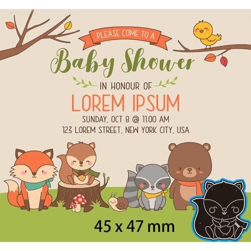 Cutting Dies Baby Shower Squirrel Raccoon and Bear Metal for DIY Scrapbooking Photo Album Embossing Paper Card