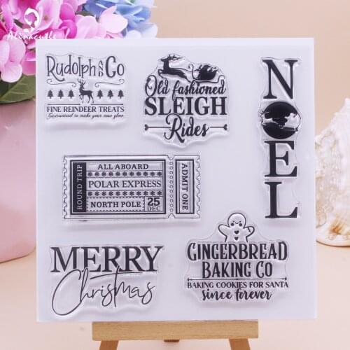 Alinacutle Clear Stamp Merry Christmas Noel Scrapbooking Handmade Card Paper Craft Rubber Transparent Silicon Stamp