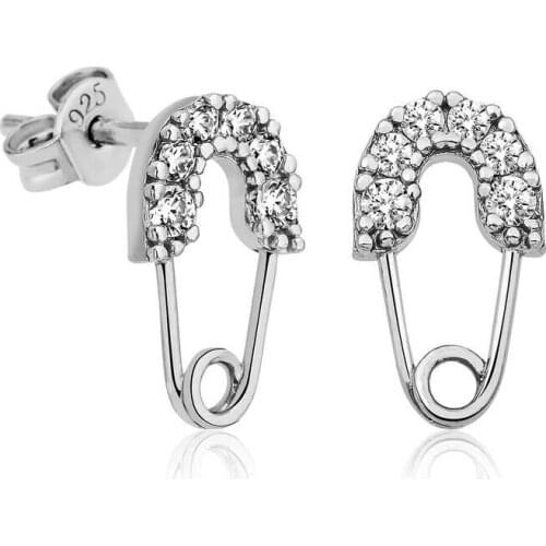 Silver Safety Pin Womens Earrings