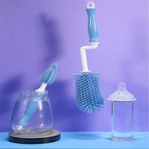 Silicone Bottle Brush Scrub Straws Cleaning Brush Baby Pacifier Cup Nipple Cleaning Brushes Brush For Bottles 360 Degree Rotate