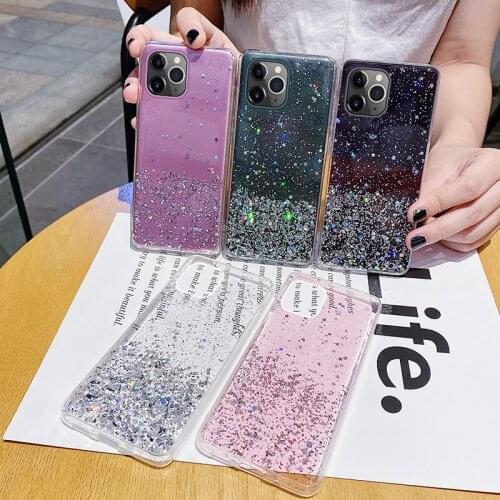 Luxury Bling Glitter Silicone Phone Case For iPhone 13 12 11 Pro Max SE XS XR X 8 7 6 Plus Ultra-thin Sequins Transparent Cover