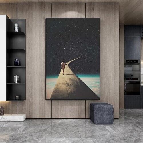Modern Space Posters And Prints Wall Art Future Live In Moon Paintings On Canvas Living Room Decor Picture Home Decor No Frame