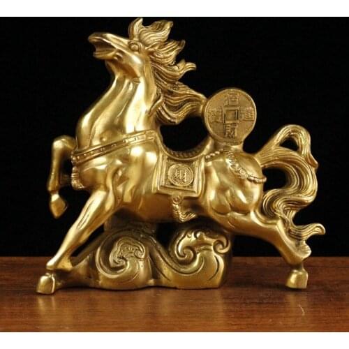 Pure Copper Horse Ornament Immediately Get Rich Office Home Furnishing Crafts Gifts Wealth Chinese Fengshui Statue