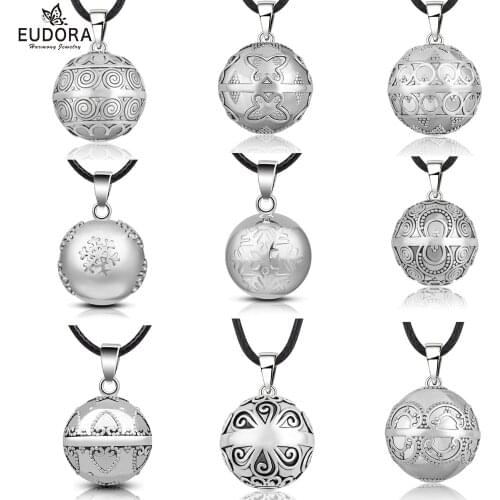 EUDORA 20mm Vintage Baby Angel Caller Bell Ball Necklace Fashion Copper Eudora Harmony Ball Ringing Chime Pendant Jewelry Gift