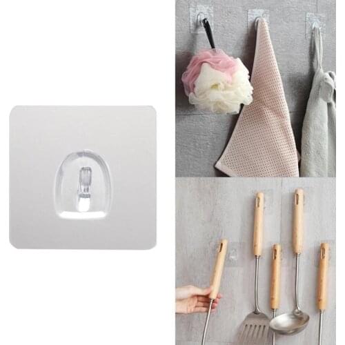 1/2/5/10pcs Strong Wall Hooks Hanger Kitchen Bathroom Multi Use Transparent Adhesive Hook Door Organizer Home Accessories Tools