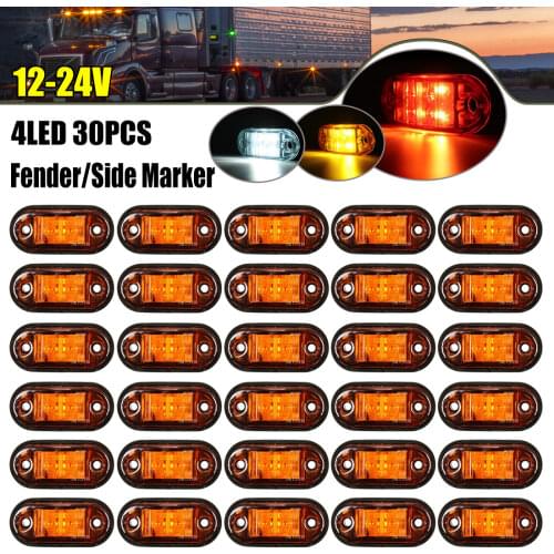 12-24V 4 LED Car Side Marker Light Front Rear Clearance Indicator Lamp for Truck RV Bus Trailer Van Caravan Boat - 30/20/10/4PCS