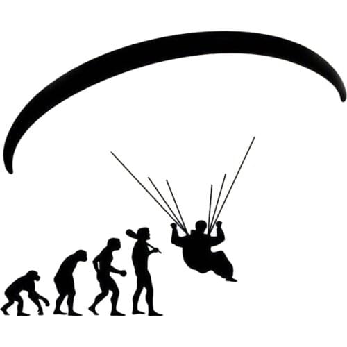 15.9*13.2CM Fashion Human Evolution Paragliding Car Stickers Cartoon Motorcycle Vinyl Decals Black/Silver C7-0701