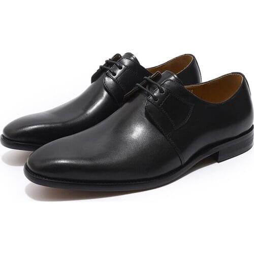 2020 Famous Brand Mens Derby Shoes Spring Autumn Genuine Leather Handmade Dress Shoes for Men Office Work Formal Shoes Lace Up