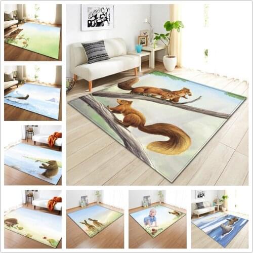Nordic 3D Carpet Cartoon Animal Kids Bedroom Play Mat Soft Flannel Memory Foam Home Large Size Carpets for Living Room Area Rugs