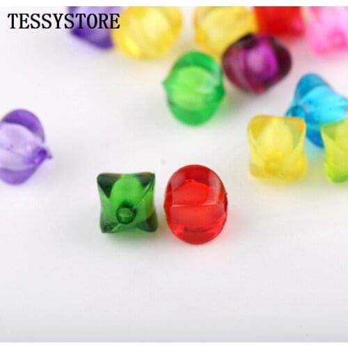 40pcs 10mm Four-pointed Star Square Acrylic Beads Colored Plastic Spacer Beads For Jewelry Making Bracelet Handmade Accessories