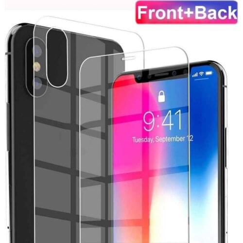 HD Anti-reflective Front Rear Tempered Glass Protective Film Cover for iPhone 7 8 Plus X XR XS Max