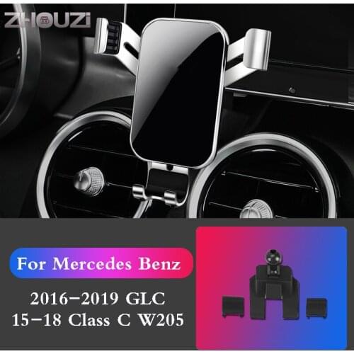 Car Phone Holder Mounts Stand GPS Gravity Navigation Bracket For Mercedes Benz W205 X253 Class C GLC 2015-2018 Car Accessories