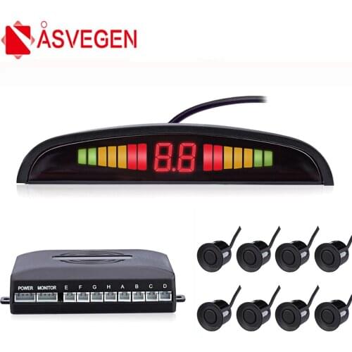Asvegen Car Auto Parktronic LED Parking Sensor 8 Sensors Reverse Backup Parking Radar Monitor Detector System Backlight Display