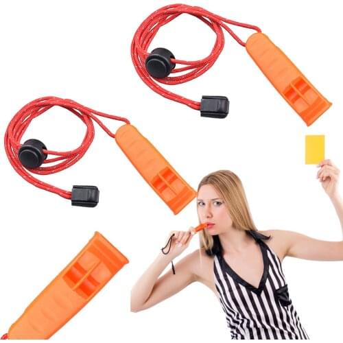 Safety Survival Whistles with Adjustable Reflective Lanyard Emergency Plastic Marine Whistle For Football Basketball Match