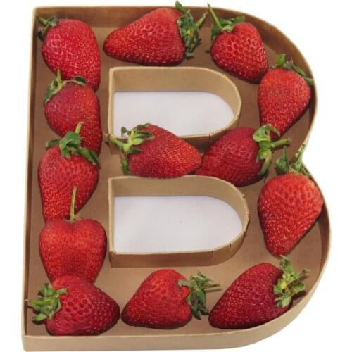 2pack Decorative Food Candy Cherry Nut Packaging Gift Chololate Covered Strawberry Box Parche Alphabet Shaped Cardboard Letter