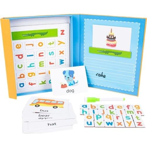 Kids Magnetic Spelling Word Puzzle Toy Letter Games With Card Lowercase Letters Learning Spelling Toddle Early Educational Toys