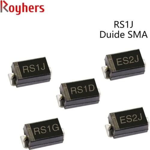 50Pcs SMD Recovery Rectifier Diode RS1K RS1J RS1B RS1M RS1G RS2M RS1D RS1A 1A 50V 100V 200V 400V 600V 800V 1000V SMA DO-214AC