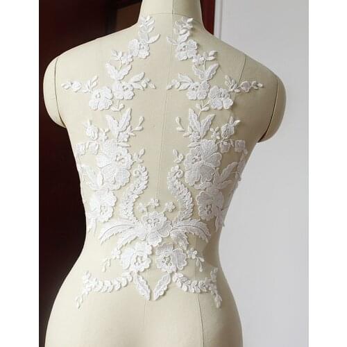 Elegant embroidery lace appliques for wedding dress French lace fabric DIY large embroidery flower applique patches for clothes