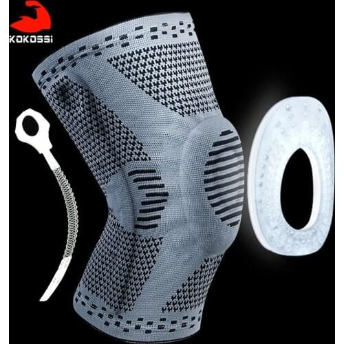 KoKossi Nylon Elastic Sports Knee Pads Breathable Knee Support Brace Running Fitness Hiking Cycling Knee Protector Silicone Pad