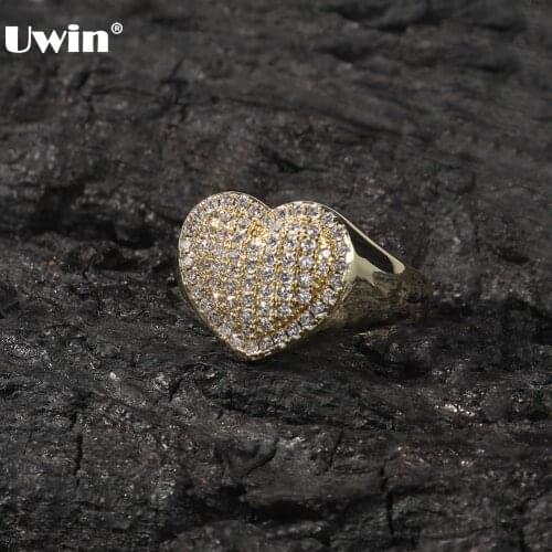 UWIN Heart Rings for Women Pave Setting AAA Iced Out Cubic Zirconia Rings Rose Gold Fashion Jewelry 2021 New Drop Shipping
