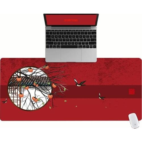 Office Computer Desk Mat Table Big Mouse Pad Red Classical Window Grilles Laptop Cushion Desk Non-slip Mat Gamer Mousepad Mat
