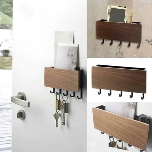 Creative Wall Key Holder Hook Wooden Decorative Wall Shelf Debris Storage Box Mail Organizer Home Decoration Accessories