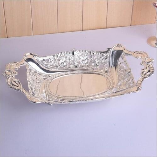 Creative Silver Metal Serving Tray Snack Fruit Tray With Hands Decoration Bowl Dessert Plate For Home SNTP034