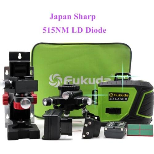 Fukuda New 3D Japan Sharp 515NM Beam Laser level MW-93T-2-3GX laser level,Self-Leveling 360 Horizontal Vertical Cross Super