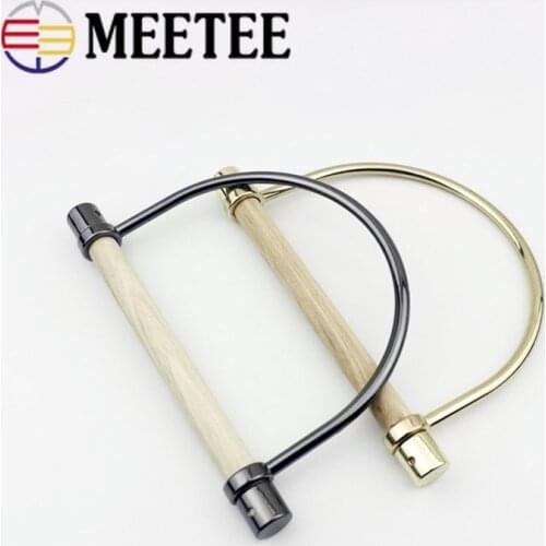 Meetee 2/4pcs Metal Handle Bag Detachable Wooden Handle D Ring Buckles DIY Luggage Hardware Crafts Decorative Accessories BF065