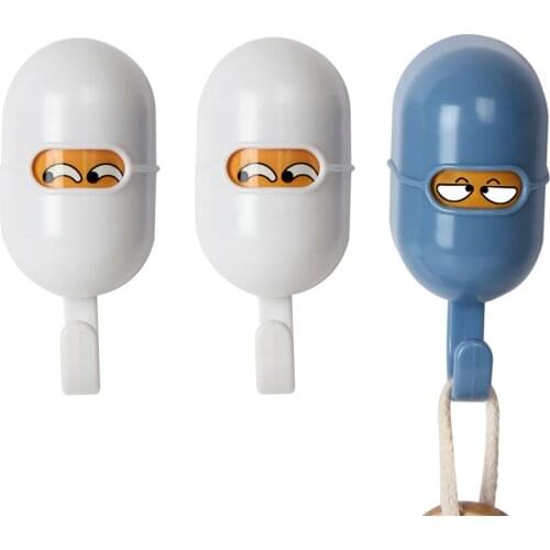 Cute Expression Hangers Self Adhesive Punch Free Cartoon Wall Hangers for Children’s Room Heavy Duty Hooks