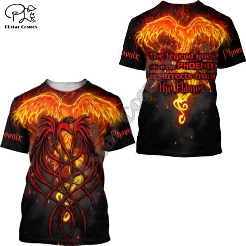 PLstar Cosmos Phoenix Tattoo 3D All Over Printed Fashion Summer T-Shirts Short-Sleeve Tee Men/Women Casual Streetwear Style-A21