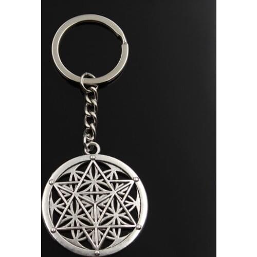 Fashion Keychain 45x40mm Yoga Flower Of Life Datura stramonium silver color pendants DIY Men Jewelry Car Key Ring Holder Gift