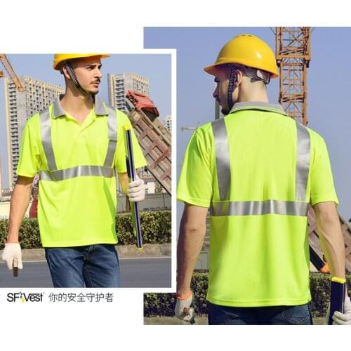 Can customize logo from 5pcs; high visibility reflective safety T-shirt; reflective polo shirt; safety short sleeve shirt fv30