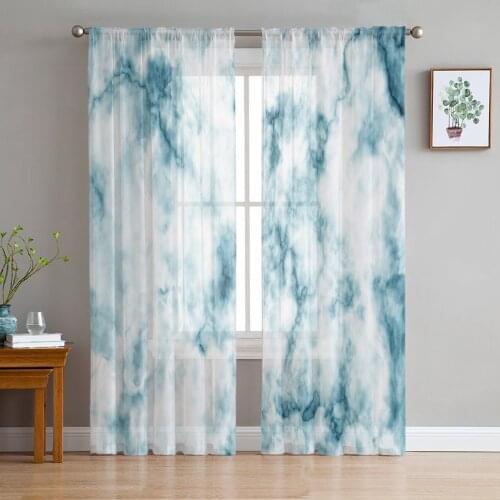 Marble Sheer Curtains for Living Room Bedroom Kitchen Tulle for Windows Voile Yarn Curtains for Bedroom