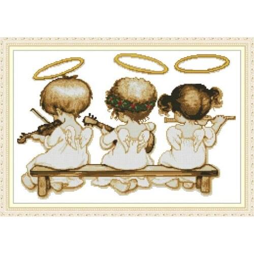 Three little angels counted printed on the canvas 11CT 14CT DIY kit Cross Stitch embroidery needlework Sets home decor