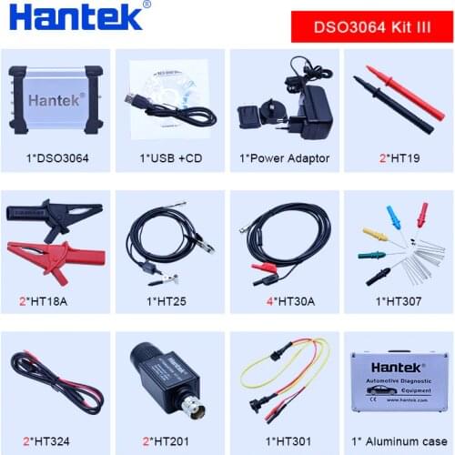 Hantek DSO3064 Kit III 4CH digital Automotive Oscilloscope kit for Car Diagnostic USB 2.0 200MS/s 60MHz EXT trigger LAN optional