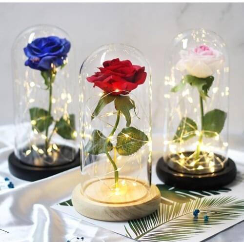 2019 New Artificial Flower Dome Rose Beauty and Beast Valentines Day Gift Mothers Day Gift Wedding Party Souvenir