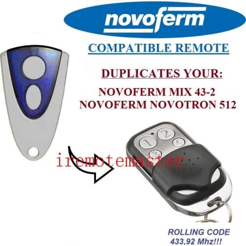 NOVOFERM NOVOTRON 512 MIX43-2 replacement remote control 433,92mhz Rolling code very