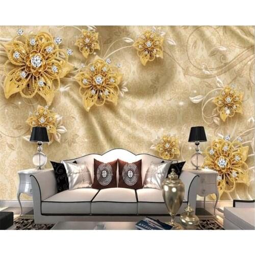 Beibehang wallpapers for home walls 3D embossed golden jewels rose pattern floral wallpaper bedroom background wall paper mural
