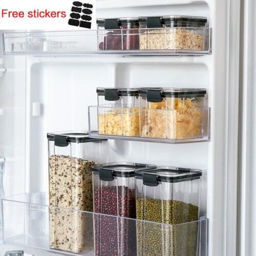 Transparent sealed tank square kitchen storage box nut dry goods storage tank moisture-proof sealed tank Fall resistant tidy hot