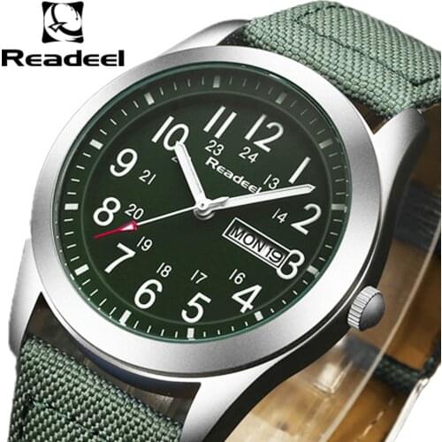 2019 Readeel Luxury Brand Military Watch Men Quartz Analog Clock Leather Canvas Watch Man Sports Watches Army montre femme cuir