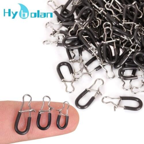Fishing Stainless Steel Hook Lock Snap With leather case Swivel Solid Rings Safety Snaps Fishing Hooks Connector Tackle 10/20pcs