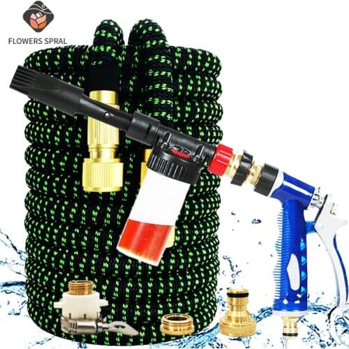 High-Pressure Hose Telescopic Water Gun, Car Wash Gun, Metal Gun, Outdoor Garden Watering Hose 17FT-150FT Retractable Hose 2021