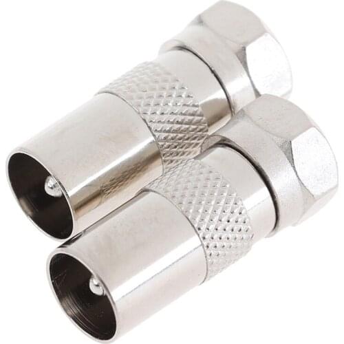 2Pcs F Type Male Plug Connector Socket To RF Coax TV Aerial Male Adapter