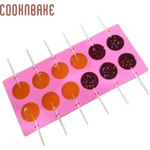 COOKNBAKE Silicone Mold for Lollipop candy round Chocolate cake decoration tool Fondant biscuit cake Baking Mould with Stick