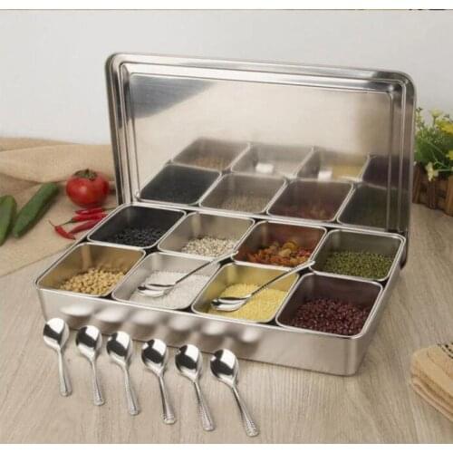 Thick Stainless Steel Japanese deep Seasoning Storage Jar boxes set Spice rack sample Bottles food display boxes