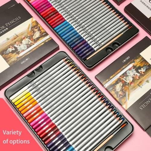 DELI 24/36/48/72 Colors Water-soluble Colored Pencils Artist Painting Wood Non-toxic Color Pencil For School Drawing Sketch Set