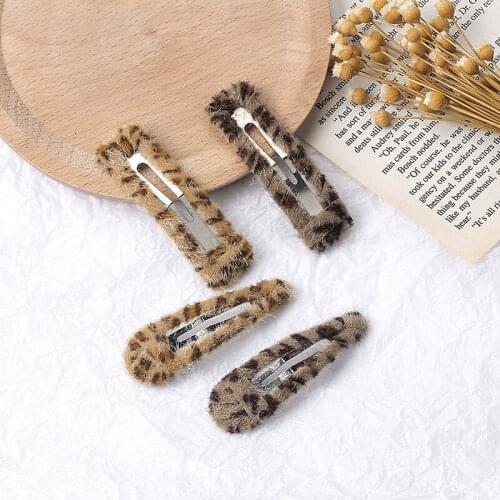 Vintage Print Leopard Plush Hairpin For Women Hairband Girl Snap Barrette Bobby Hair Clip Jewelry Gifts